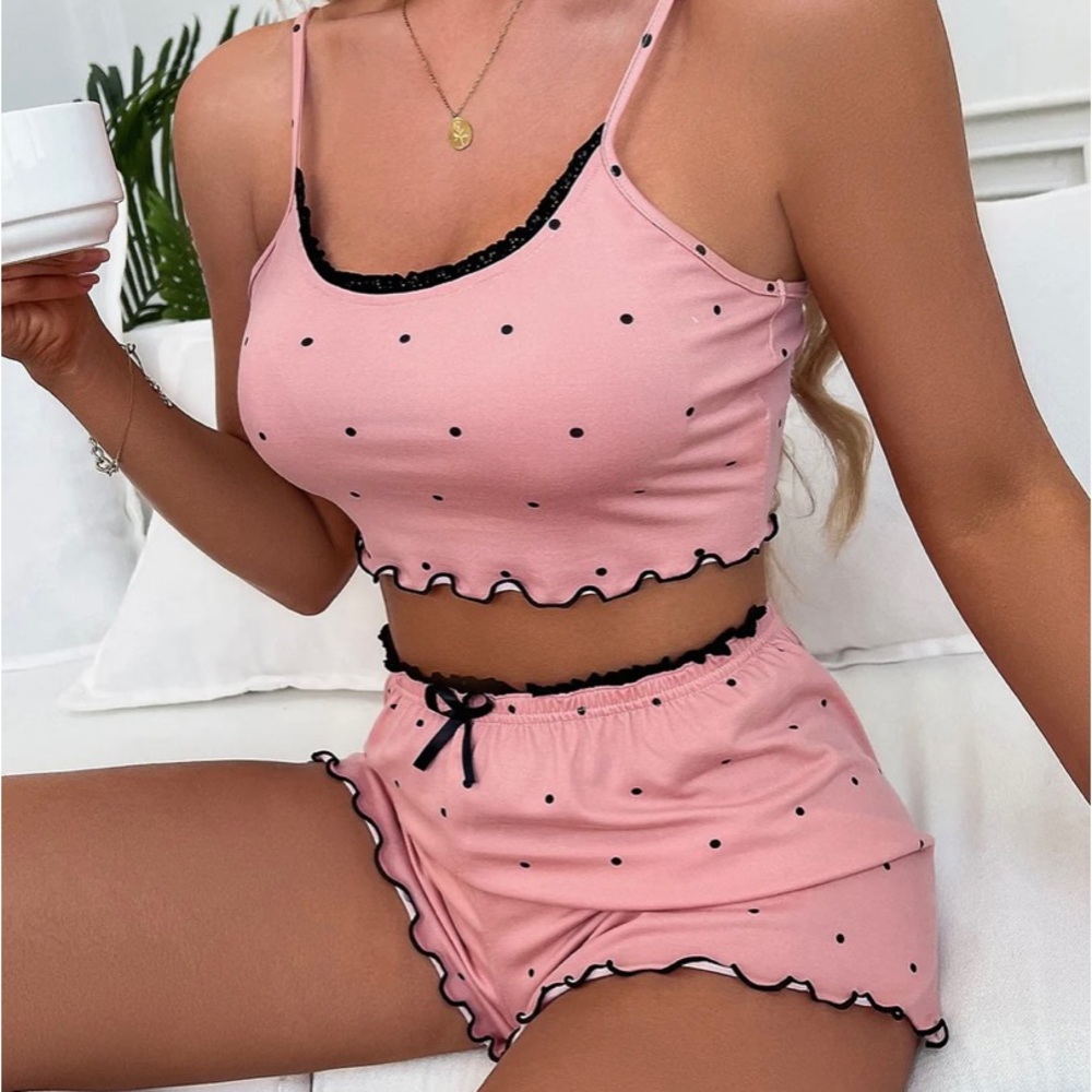 Pink & Black Polka Dot Sleep Set